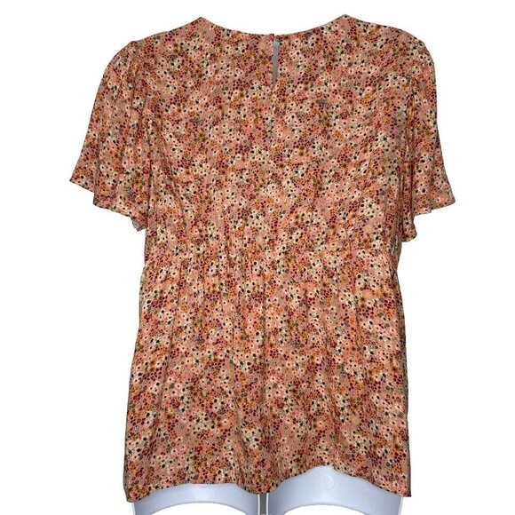 Sonoma Ditsy Floral Babydoll Tunic Top Crochet Size 2XL Coral Pink - Picture 3 of 9